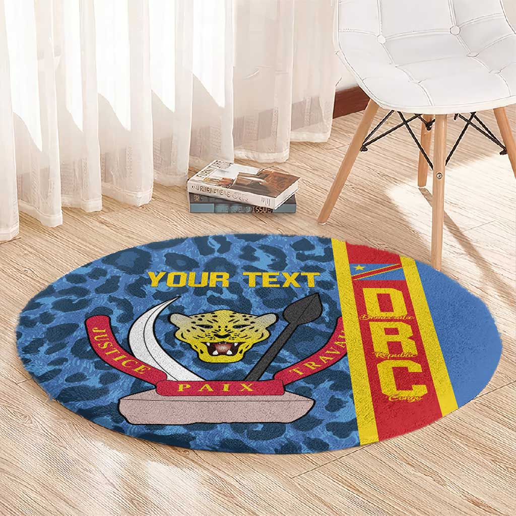 Afro Basketball Custom DR Congo Round Carpet Come On Leopards Skin Pattern - African Pride