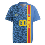 Afro Basketball Custom DR Congo Rugby Jersey Come On Leopards Skin Pattern - African Pride