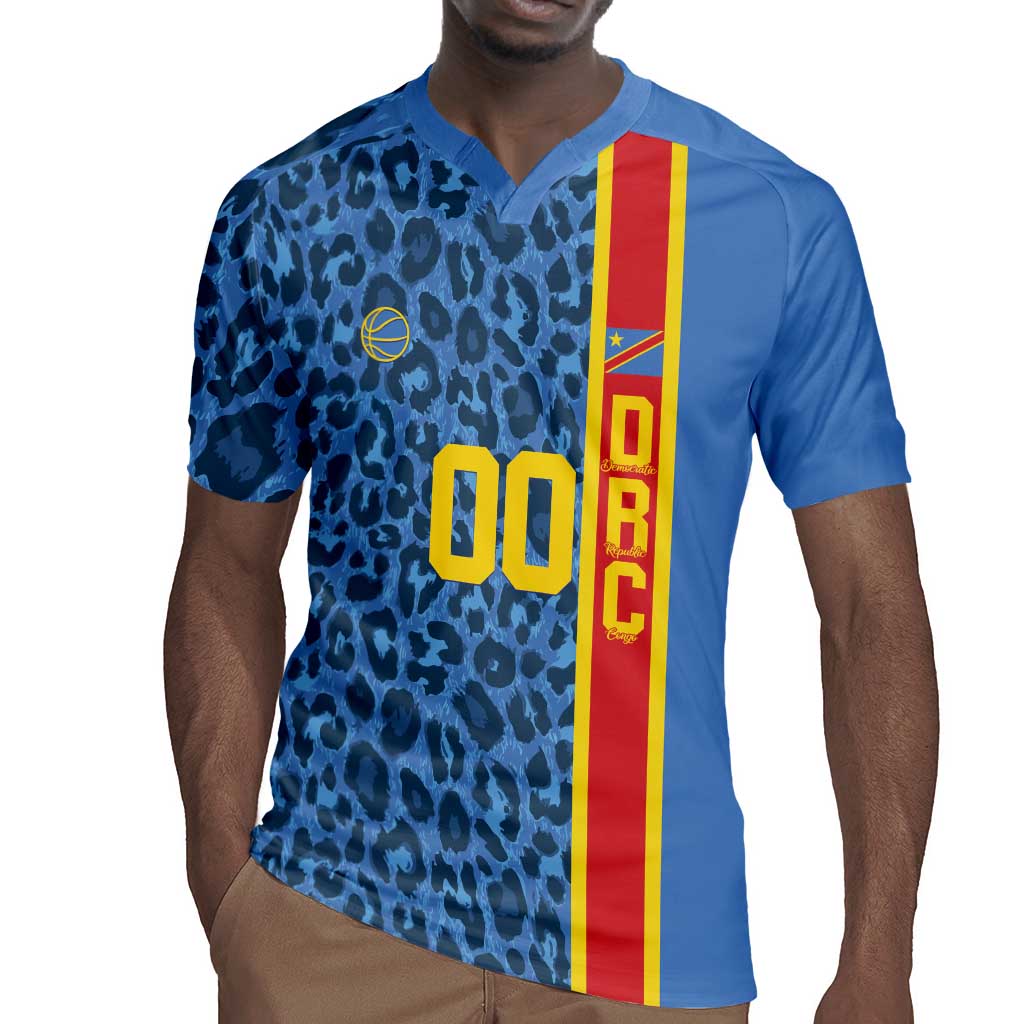 Afro Basketball Custom DR Congo Rugby Jersey Come On Leopards Skin Pattern - African Pride