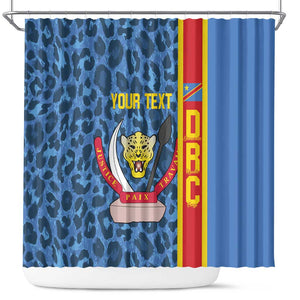 Afro Basketball Custom DR Congo Shower Curtain Come On Leopards Skin Pattern - African Pride