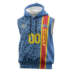 Afro Basketball Custom DR Congo Sleeveless Hoodie Come On Leopards Skin Pattern - African Pride