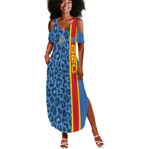 Afro Basketball Custom DR Congo Summer Maxi Dress Come On Leopards Skin Pattern - African Pride