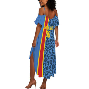 Afro Basketball Custom DR Congo Summer Maxi Dress Come On Leopards Skin Pattern - African Pride