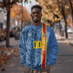 Afro Basketball Custom DR Congo Sweatshirt Come On Leopards Skin Pattern - African Pride