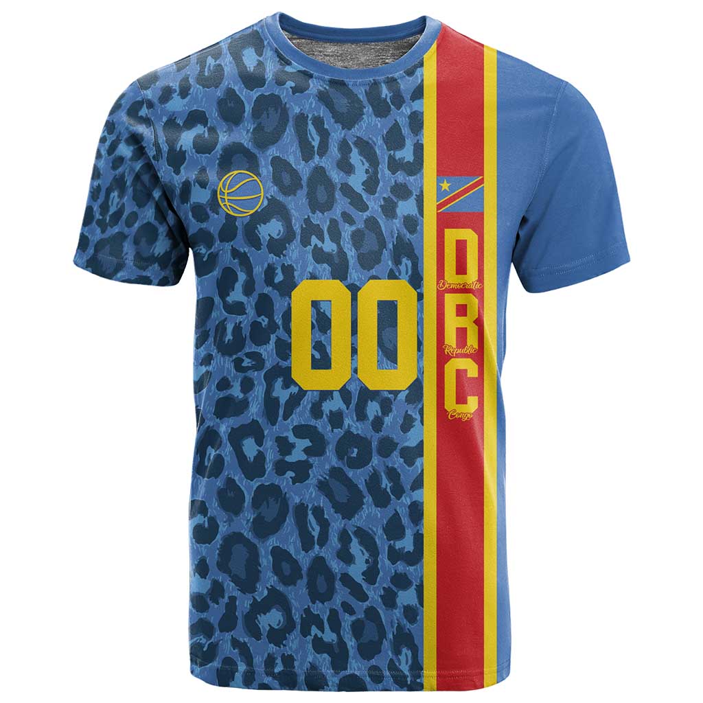 Afro Basketball Custom DR Congo T shirt Come On Leopards Skin Pattern - African Pride