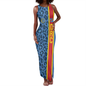Afro Basketball Custom DR Congo Tank Maxi Dress Come On Leopards Skin Pattern - African Pride