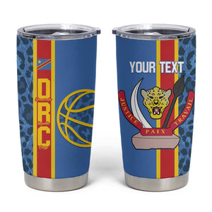 Afro Basketball Custom DR Congo Tumbler Cup Come On Leopards Skin Pattern - African Pride