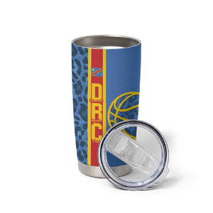Afro Basketball Custom DR Congo Tumbler Cup Come On Leopards Skin Pattern - African Pride