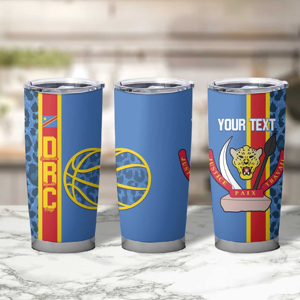 Afro Basketball Custom DR Congo Tumbler Cup Come On Leopards Skin Pattern - African Pride
