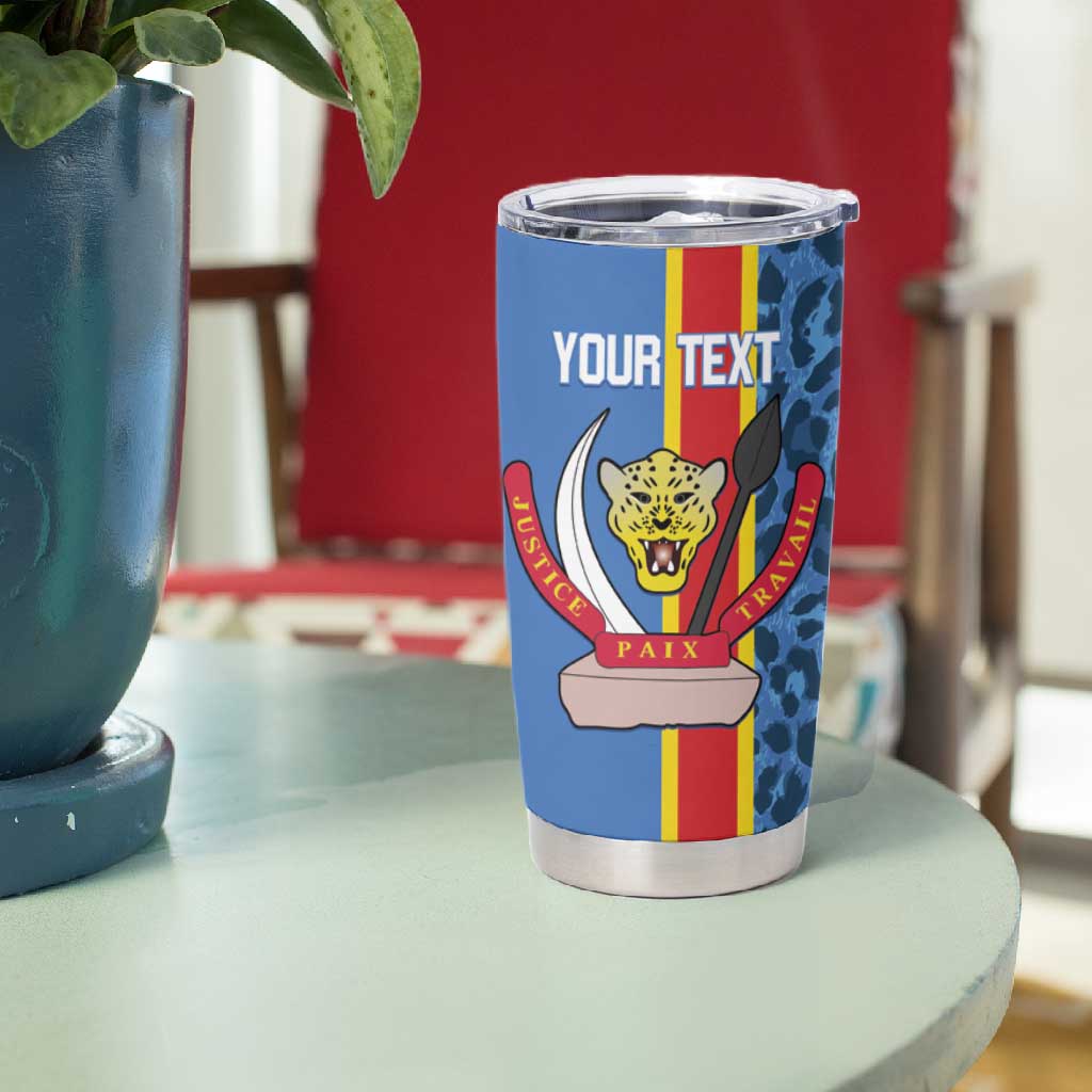 Afro Basketball Custom DR Congo Tumbler Cup Come On Leopards Skin Pattern - African Pride