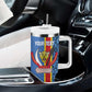 Afro Basketball Custom DR Congo Tumbler With Handle Come On Leopards Skin Pattern - African Pride