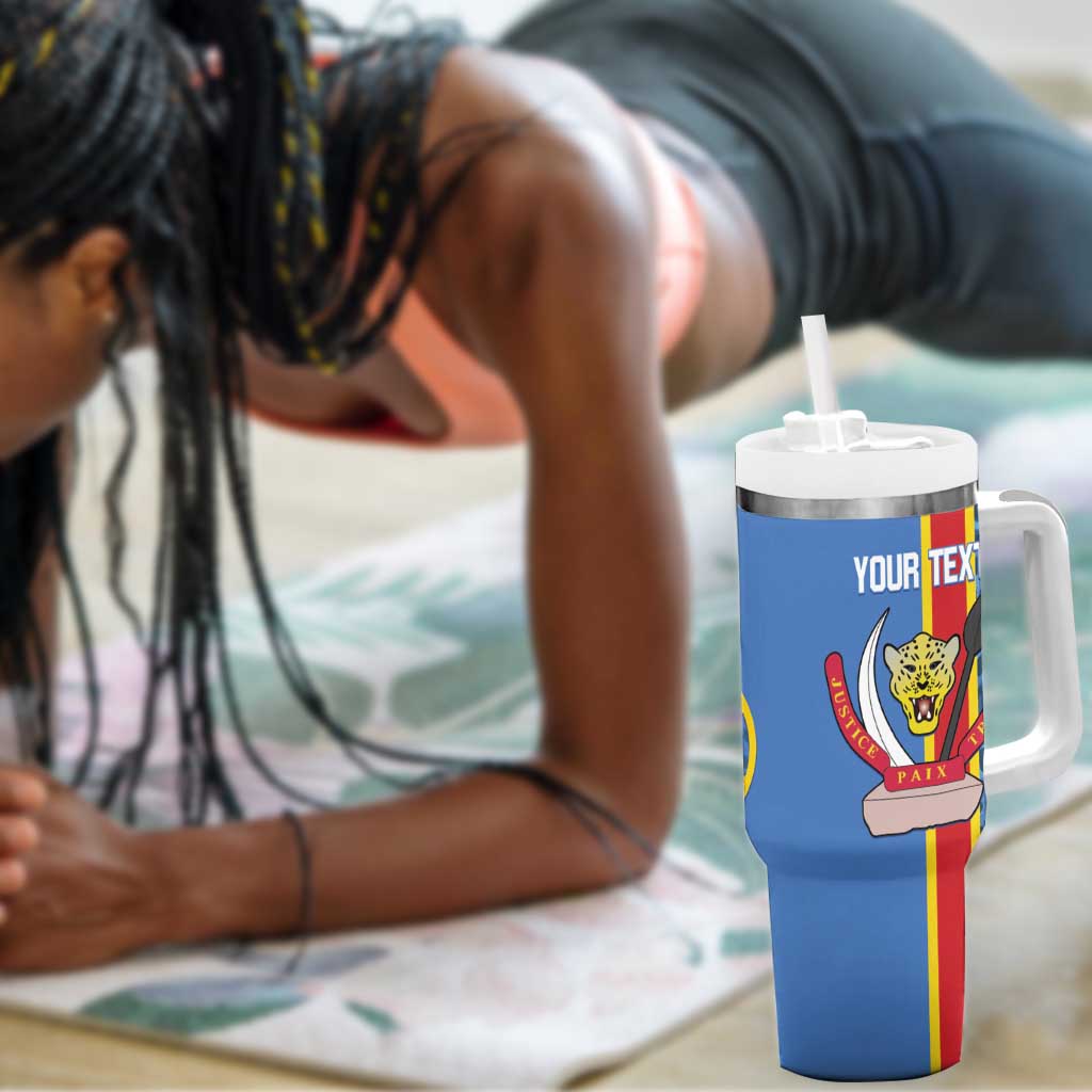 Afro Basketball Custom DR Congo Tumbler With Handle Come On Leopards Skin Pattern - African Pride