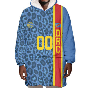 Afro Basketball Custom DR Congo Wearable Blanket Hoodie Come On Leopards Skin Pattern - African Pride