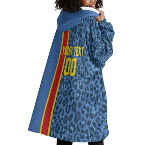 Afro Basketball Custom DR Congo Wearable Blanket Hoodie Come On Leopards Skin Pattern - African Pride