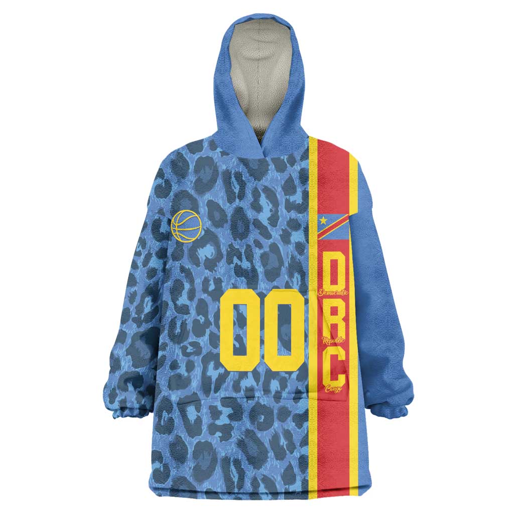 Afro Basketball Custom DR Congo Wearable Blanket Hoodie Come On Leopards Skin Pattern - African Pride