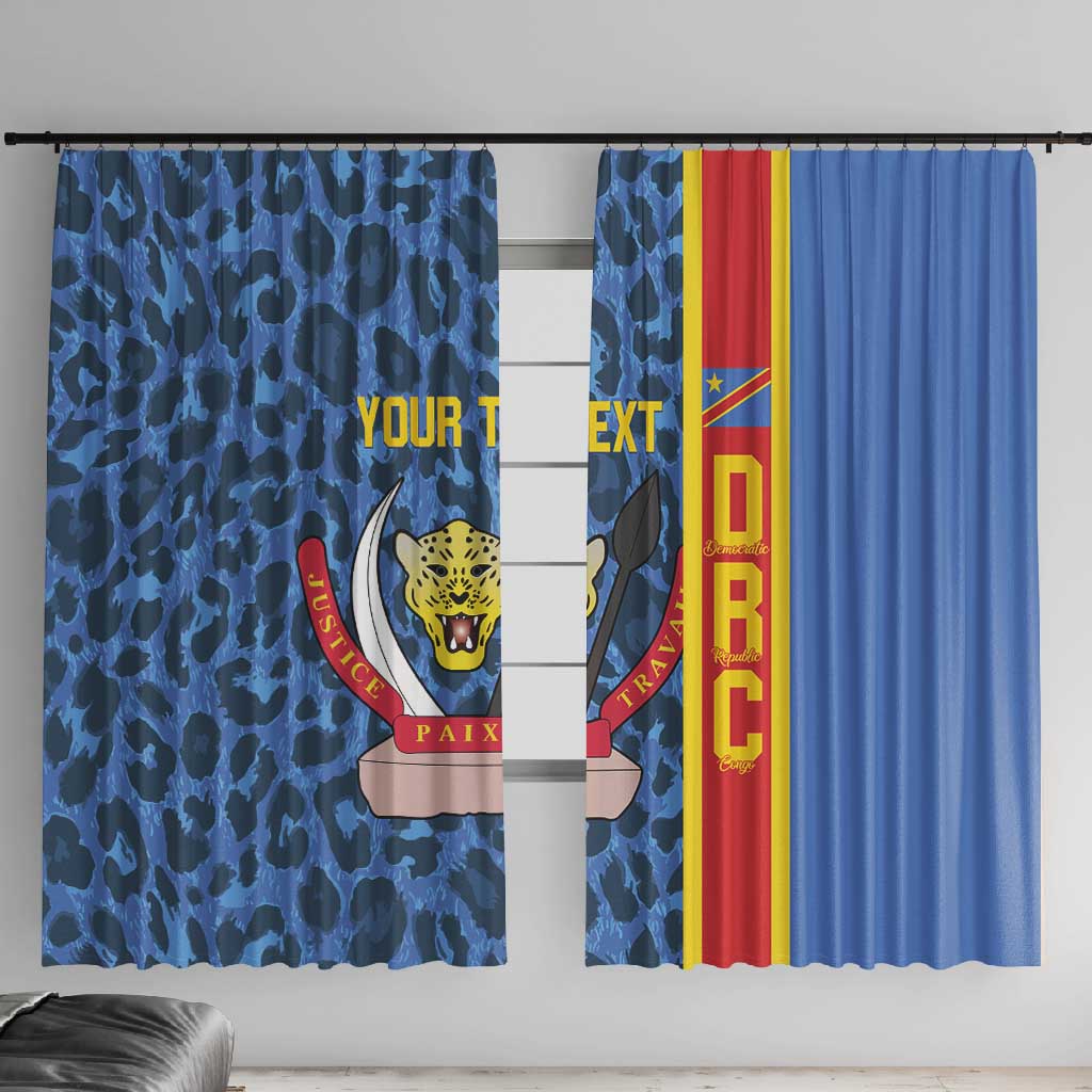 Afro Basketball Custom DR Congo Window Curtain Come On Leopards Skin Pattern - African Pride