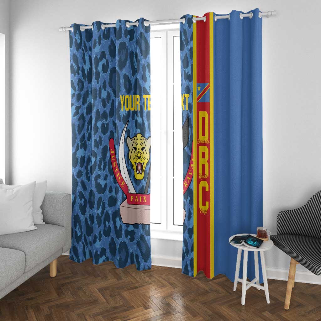 Afro Basketball Custom DR Congo Window Curtain Come On Leopards Skin Pattern - African Pride