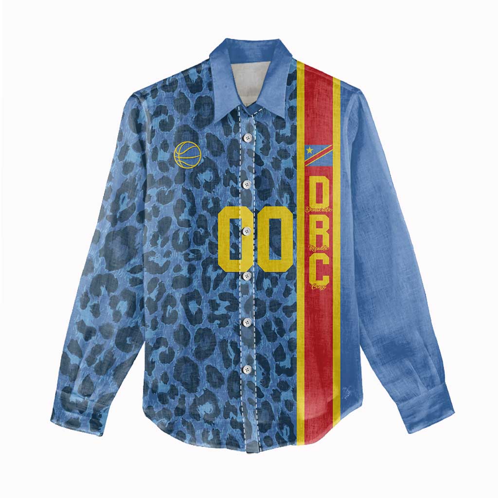 Afro Basketball Custom DR Congo Women Casual Shirt Come On Leopards Skin Pattern - African Pride