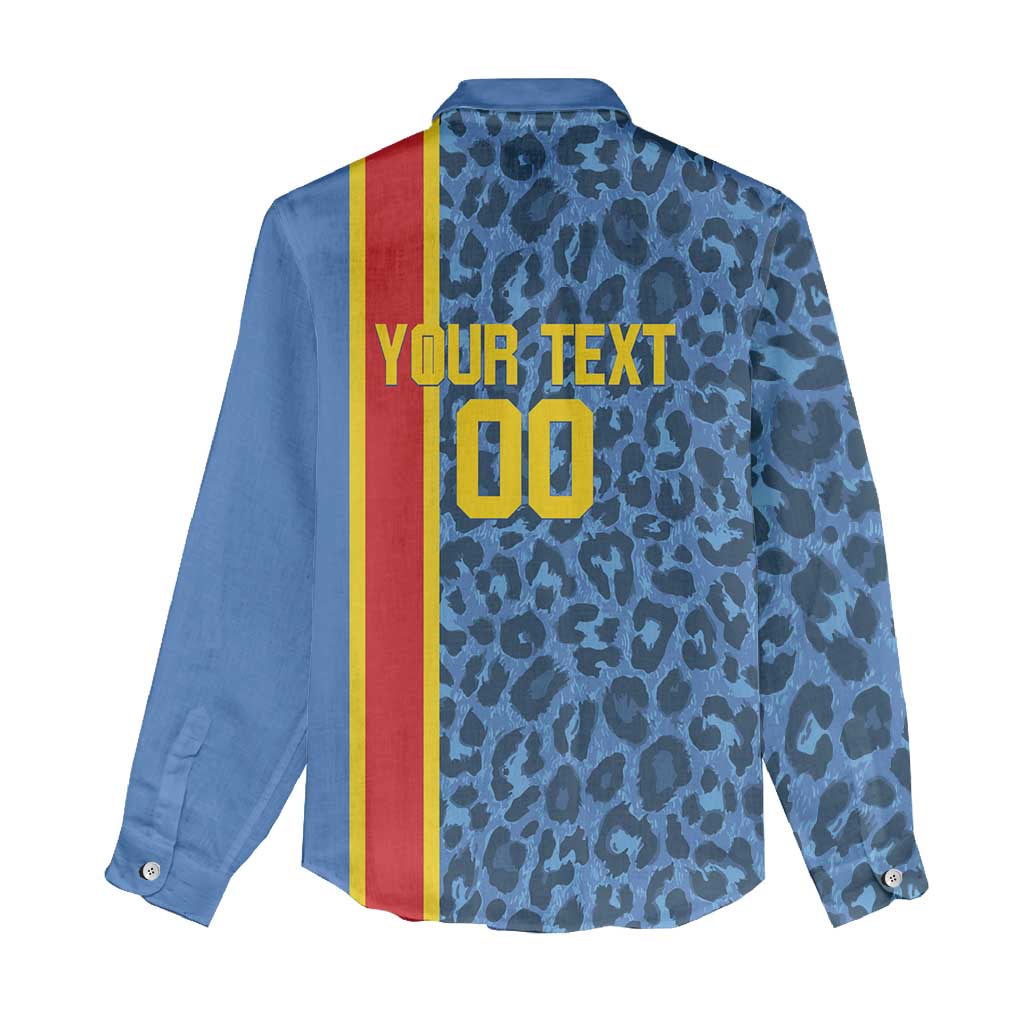 Afro Basketball Custom DR Congo Women Casual Shirt Come On Leopards Skin Pattern - African Pride