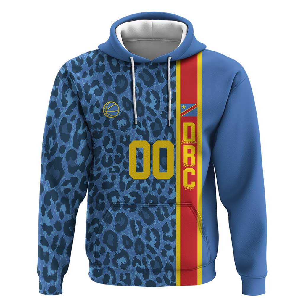 Afro Basketball Custom DR Congo Zip Hoodie Come On Leopards Skin Pattern - African Pride
