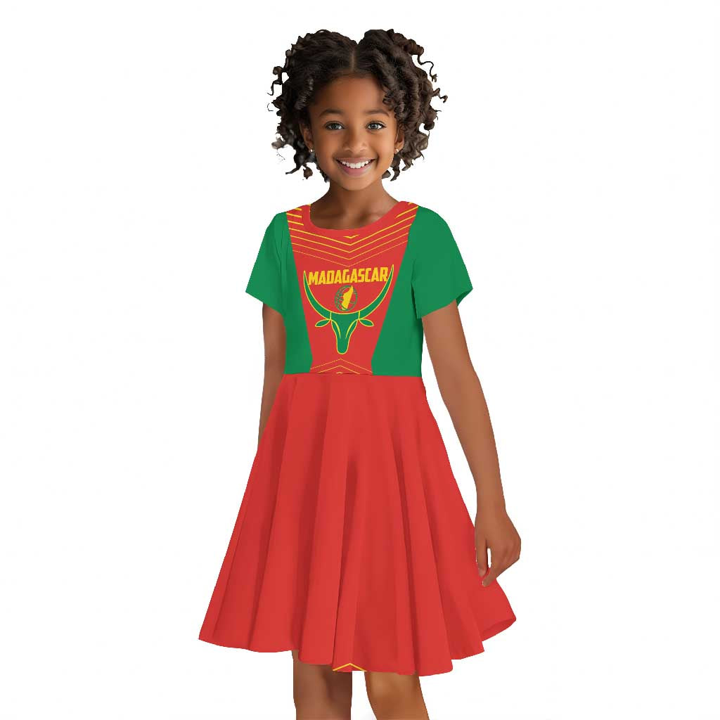 Afro Basketball Custom Madagascar Kid Short Sleeve Dress Come On Angel Manzano - African Pride