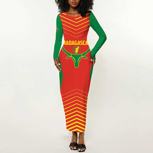 Afro Basketball Custom Madagascar Long Sleeve Bodycon Dress Come On Angel Manzano - African Pride