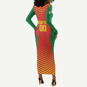 Afro Basketball Custom Madagascar Long Sleeve Bodycon Dress Come On Angel Manzano - African Pride