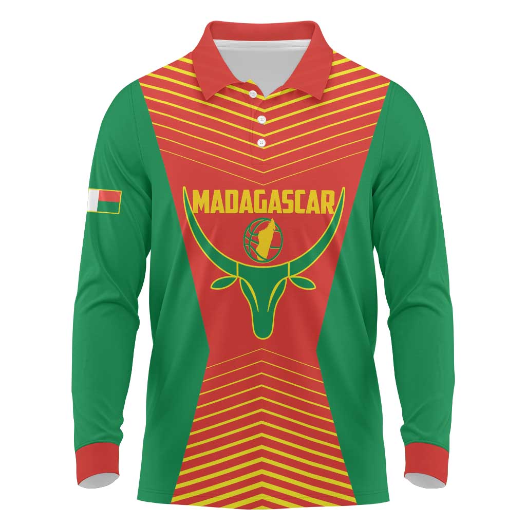 Afro Basketball Custom Madagascar Long Sleeve Polo Shirt Come On Angel Manzano - African Pride