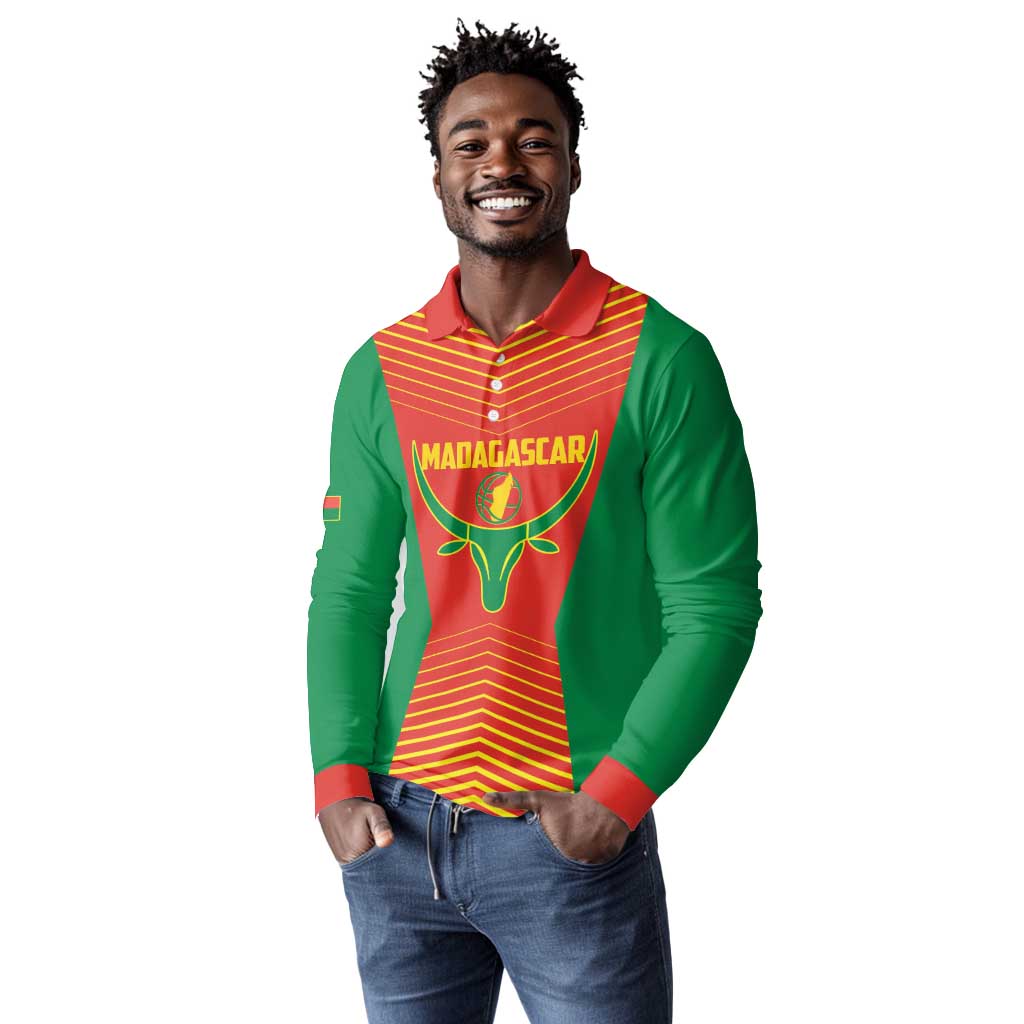 Afro Basketball Custom Madagascar Long Sleeve Polo Shirt Come On Angel Manzano - African Pride