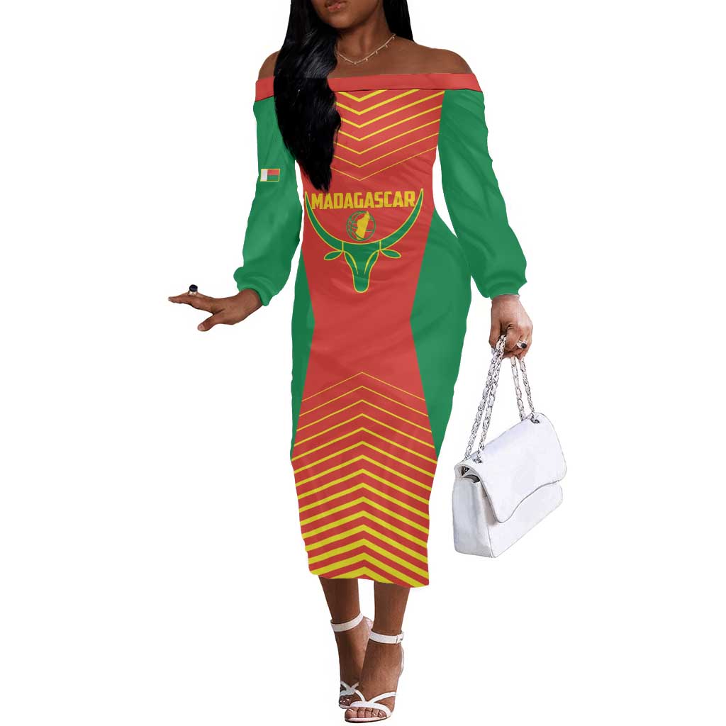 Afro Basketball Custom Madagascar Off The Shoulder Long Sleeve Dress Come On Angel Manzano - African Pride