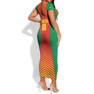 Afro Basketball Custom Madagascar Short Sleeve Bodycon Dress Come On Angel Manzano - African Pride