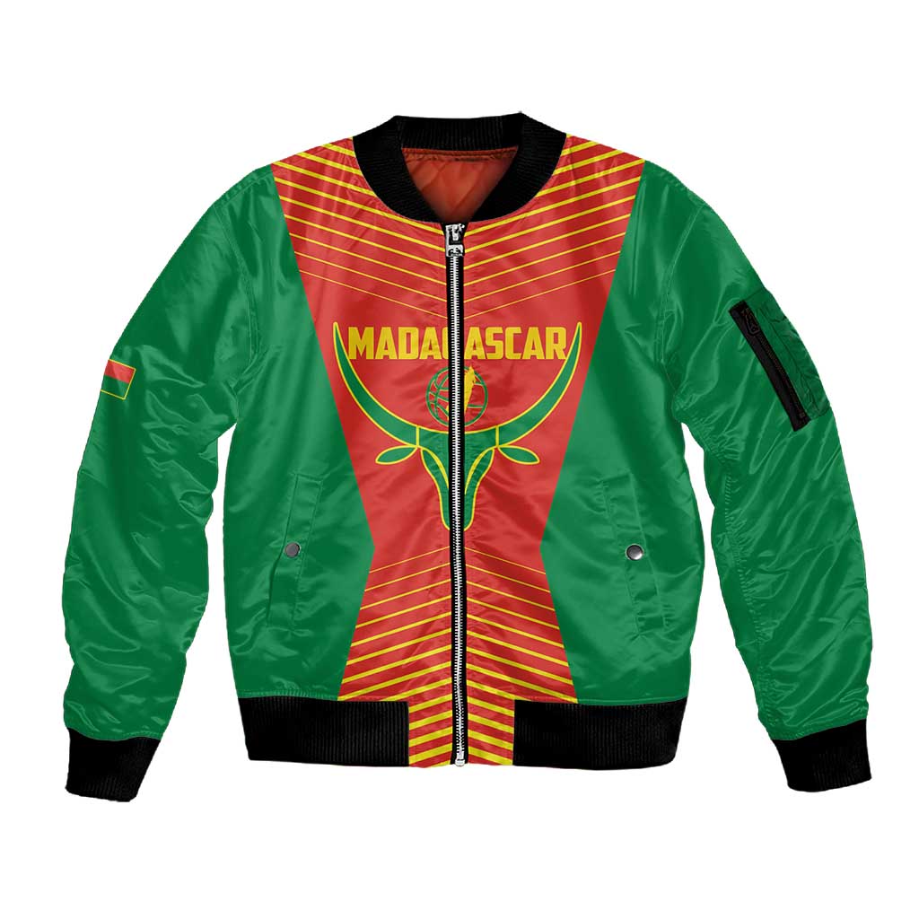Afro Basketball Custom Madagascar Sleeve Zip Bomber Jacket Come On Angel Manzano - African Pride