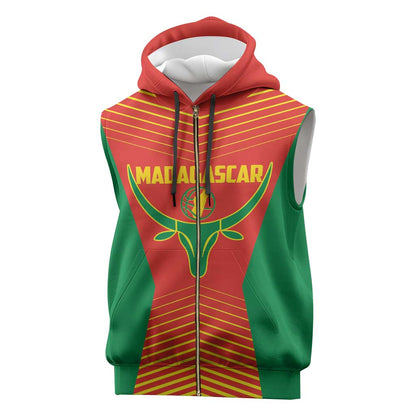 Afro Basketball Custom Madagascar Sleeveless Zip Hoodie Come On Angel Manzano - African Pride