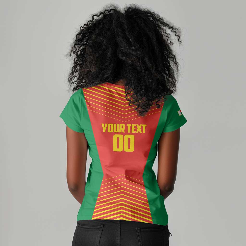 Afro Basketball Custom Madagascar Women V-Neck T-Shirt Come On Angel Manzano - African Pride
