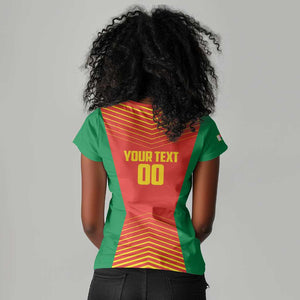 Afro Basketball Custom Madagascar Women V-Neck T-Shirt Come On Angel Manzano - African Pride