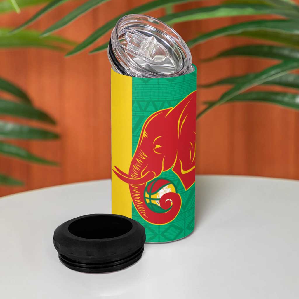 Afro Basketball Custom Guinea 4 in 1 Can Cooler Tumbler Syli Nationale African Pattern - African Pride