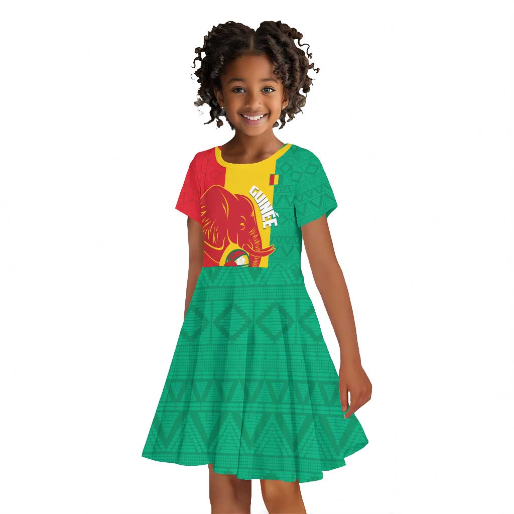 Afro Basketball Custom Guinea Kid Short Sleeve Dress Syli Nationale African Pattern - African Pride