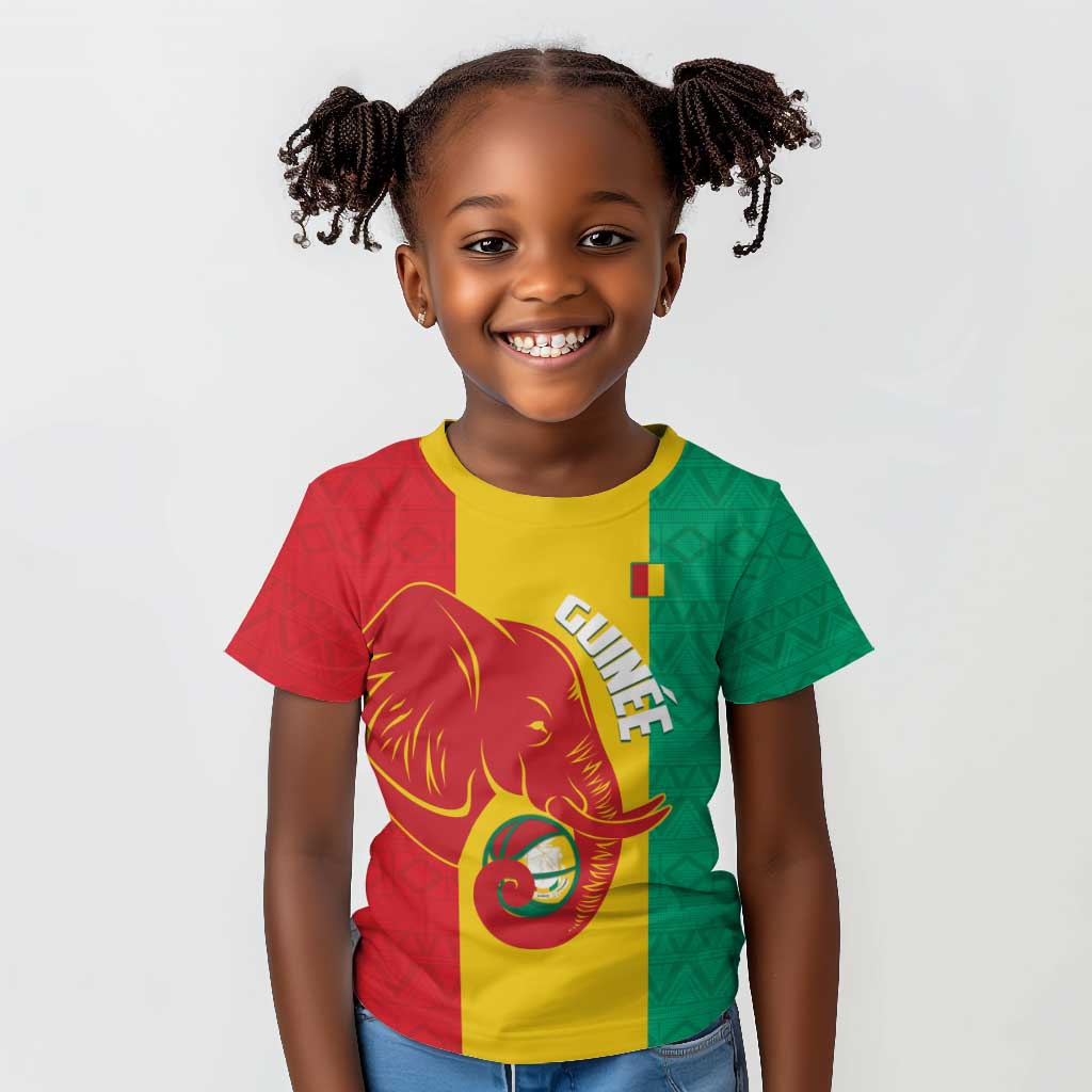 Afro Basketball Custom Guinea Kid T shirt Syli Nationale African Pattern - African Pride