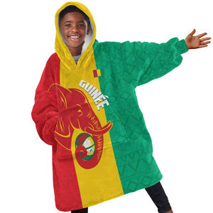Afro Basketball Custom Guinea Kid Wearable Blanket Hoodie Syli Nationale African Pattern - African Pride