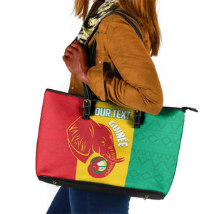 Afro Basketball Custom Guinea Leather Tote Bag Syli Nationale African Pattern - African Pride