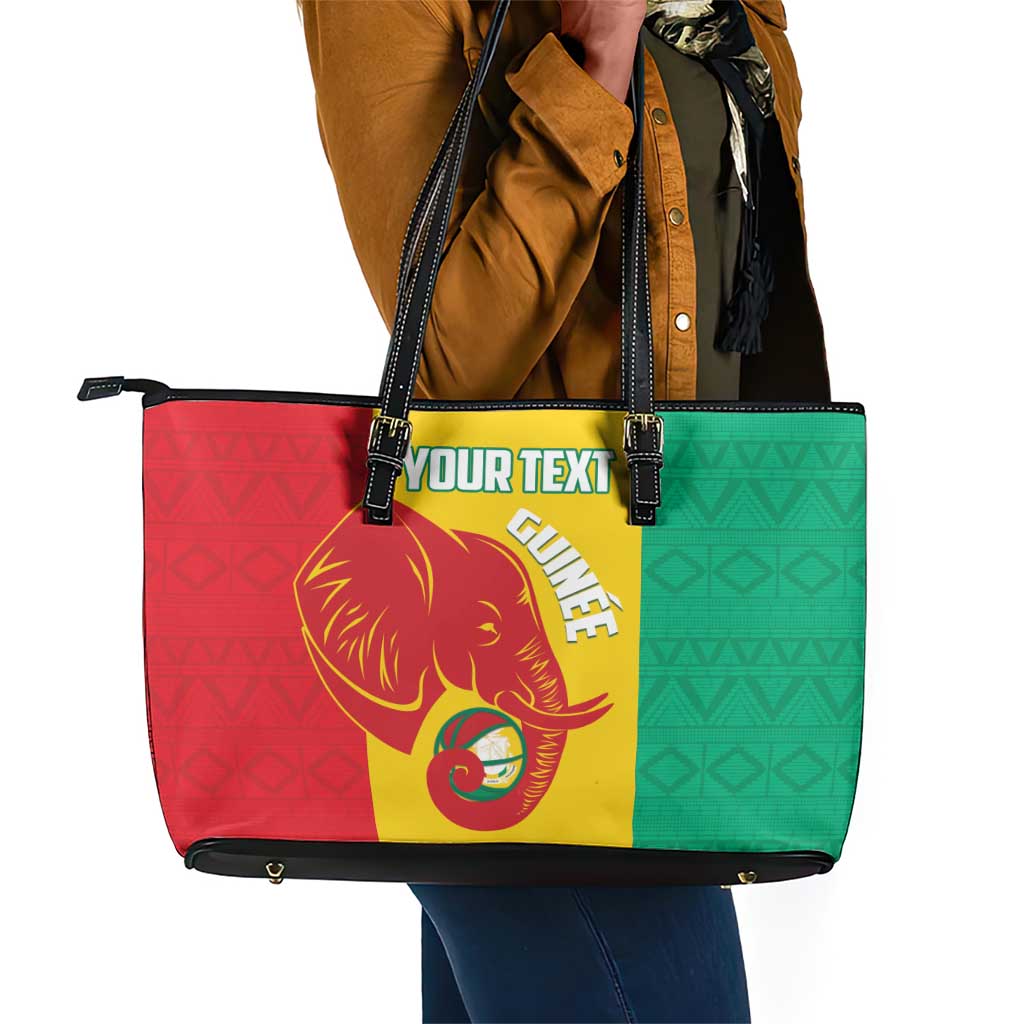 Afro Basketball Custom Guinea Leather Tote Bag Syli Nationale African Pattern - African Pride
