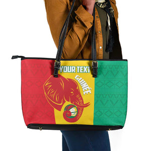 Afro Basketball Custom Guinea Leather Tote Bag Syli Nationale African Pattern - African Pride