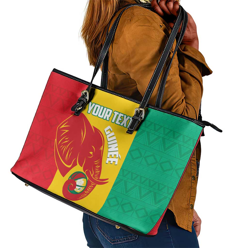 Afro Basketball Custom Guinea Leather Tote Bag Syli Nationale African Pattern - African Pride