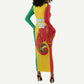 Afro Basketball Custom Guinea Long Sleeve Bodycon Dress Syli Nationale African Pattern - African Pride