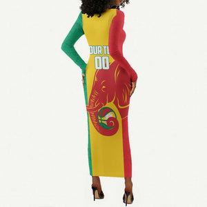 Afro Basketball Custom Guinea Long Sleeve Bodycon Dress Syli Nationale African Pattern - African Pride