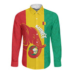 Afro Basketball Custom Guinea Long Sleeve Button Shirt Syli Nationale African Pattern - African Pride