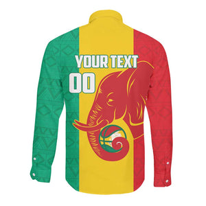 Afro Basketball Custom Guinea Long Sleeve Button Shirt Syli Nationale African Pattern - African Pride