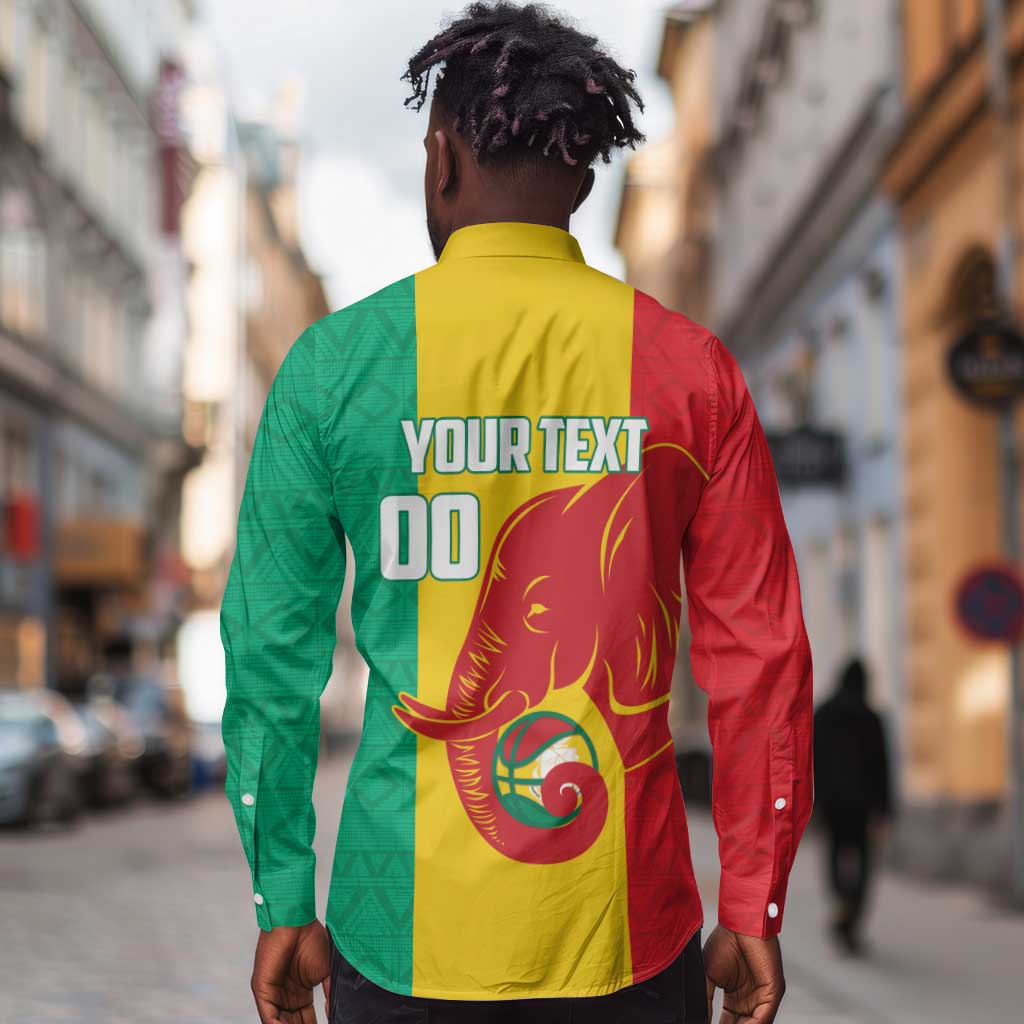 Afro Basketball Custom Guinea Long Sleeve Button Shirt Syli Nationale African Pattern - African Pride