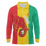 Afro Basketball Custom Guinea Long Sleeve Polo Shirt Syli Nationale African Pattern - African Pride