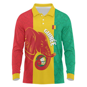 Afro Basketball Custom Guinea Long Sleeve Polo Shirt Syli Nationale African Pattern - African Pride